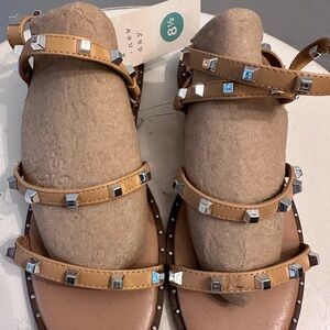 A New Day Tan Studded Sandals with Leather Straps